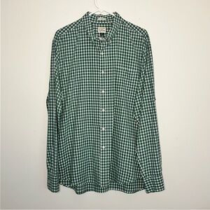 J Crew Button Down Long Sleeve Shirt Slim Fit 100% Cotton Green Check Mens XL